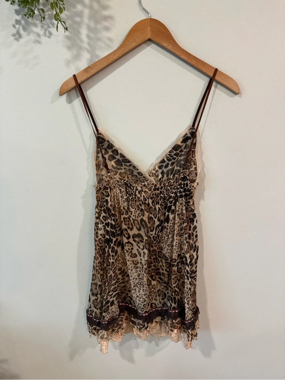 In Bloom Leopard Print Lace Chemise with Pink Accents